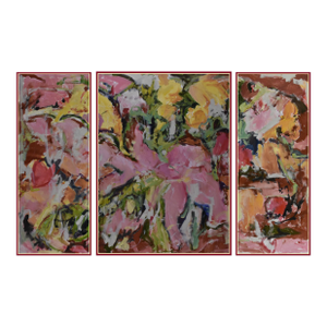 'Bouquet #1" a Large Vivid Triptych Original Painting by American Abstract Expressionist George Brinner