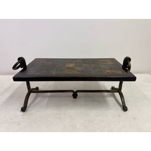 Metal Brutalist Iron and Tile Topped Coffee Table, 1970s For Sale - Image 7 of 18