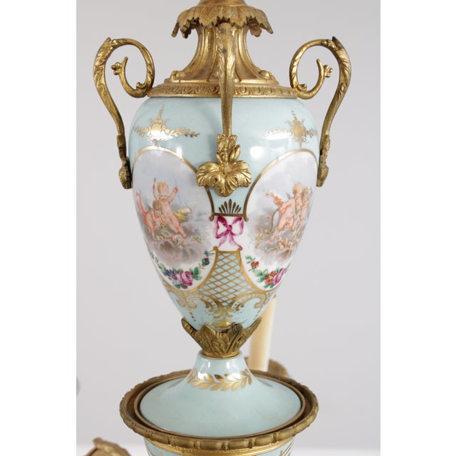 Vintage Sevres Style French Porcelain 8 Light Chandelier For Sale - Image 16 of 18