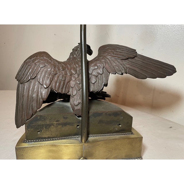 Antique Patinated Solid Bronze American Bald Eagle Electric Table Lamp Statue For Sale - Image 11 of 13