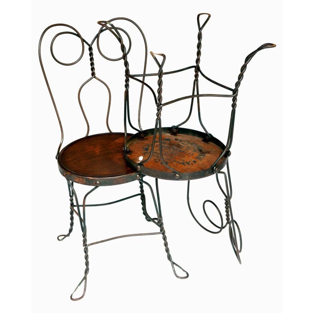 Late 19th Century Antique Ice Cream Parlor Table & Chairs Set/3 For Sale - Image 5 of 10