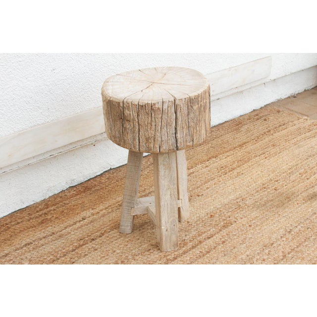 Rustic Thick Top Rustic Round Side Table For Sale - Image 3 of 6