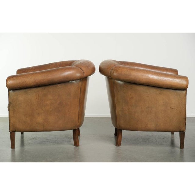 Large Vintage Sheepskin Club Armchairs, Set of 2 For Sale - Image 4 of 15