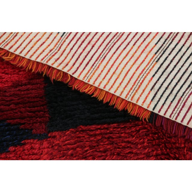 Textile Vintage Swedish Rya Rug, Red and Black Geometric Pattern - Rug & Kilim For Sale - Image 7 of 8