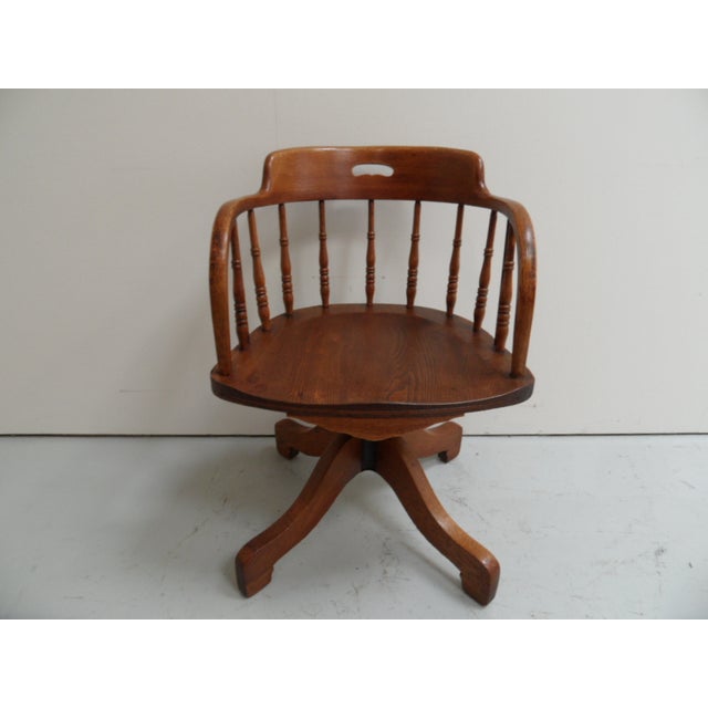 Antique Oak Rotating Desk Armchair, 1890s For Sale - Image 12 of 12