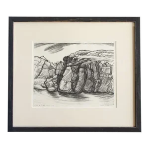 Antique Original Limited Edition Etching Signed by Artist Adele Watson Titled "Time & Tide" 1873 - 1947