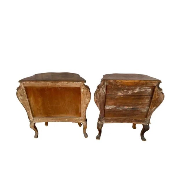 Wood Italian Rococo Style Walnut Commodes, a Pair For Sale - Image 7 of 8