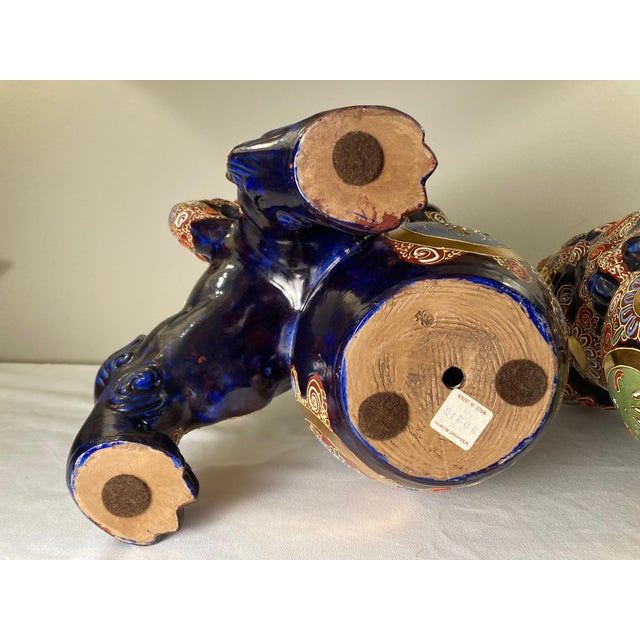 Blue Japanese Taisho Period Cobalt Blue Kutani Foo Dogs Shishi / Temple Lions For Sale - Image 8 of 17