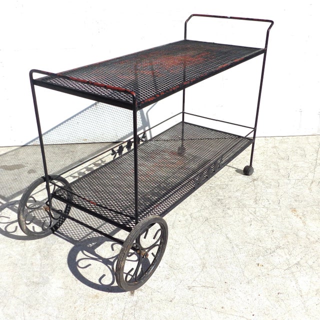 Woodard Wrought Iron Bar Serving Cart For Sale In Houston - Image 6 of 8