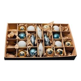 24 Vintages Boho Christmas Ornaments Silver Blue For Sale
