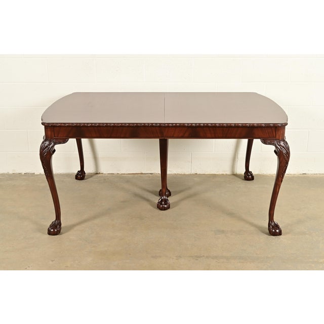 Wood Romweber Chippendale Mahogany Extension Dining Table, Newly Refinished For Sale - Image 7 of 15