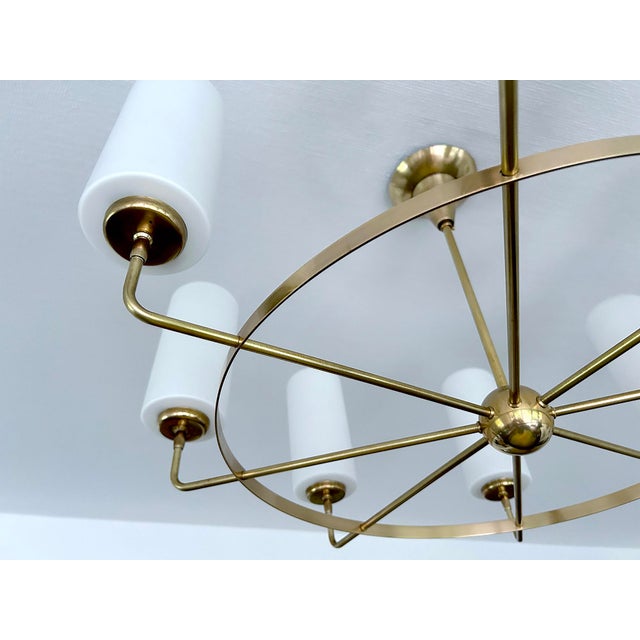 Large Vintage Italian Glass and Brass Chandelier, 1950s For Sale - Image 18 of 18