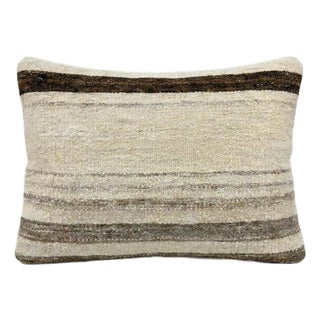Striped Kilim Lumbar Pillow Cover 16'' X 23'' For Sale