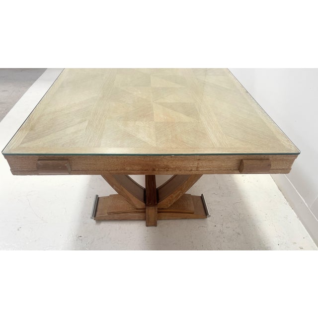 Antique Art Deco Desk in Limed Oak, 1900s For Sale - Image 6 of 18