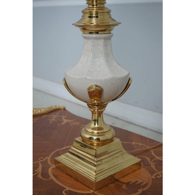 1980s Pair Stiffel Attributed Crackle Porcelain Table Lamps For Sale - Image 5 of 11
