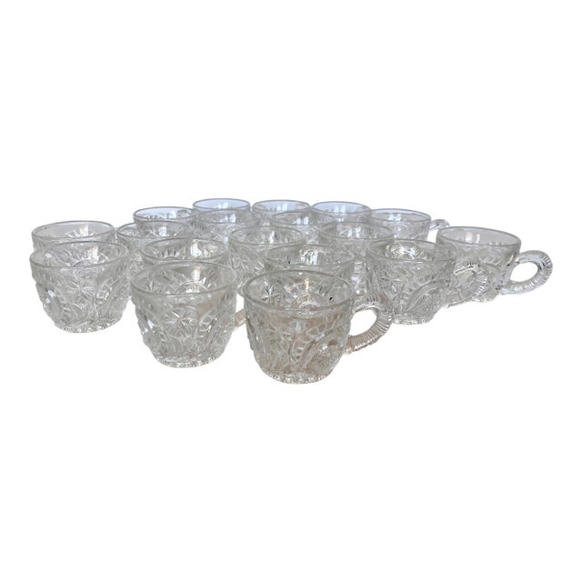 Vintage l.e. Smith Glass Pinwheel and Stars Punch Glasses - Set of 18 For Sale