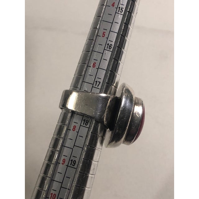 Metal Mid 20th Century Carnelian Cabochon Sterling Silver Ring, Size 7.5 For Sale - Image 7 of 8