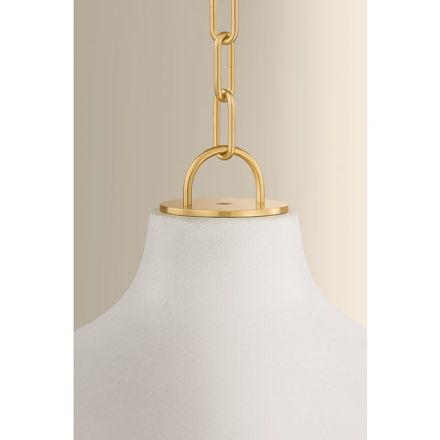 Hudson Valley Lighting Southfields 21 in. 1 Light Pendant in Aged Brass and Ceramic Cream Pebble Finish For Sale In New York - Image 6 of 8