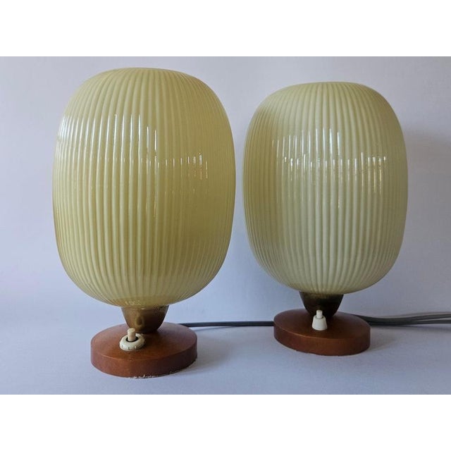 Table Lamps in Glass and Wood, 1960s, Set of 2 For Sale - Image 10 of 15