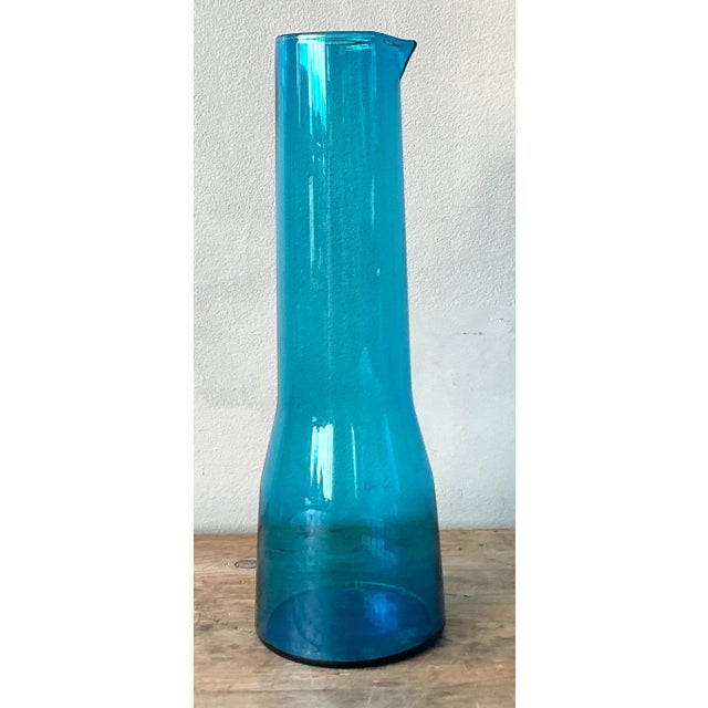 Vintage Contemporary Blue Beaker Pitcher For Sale - Image 4 of 5