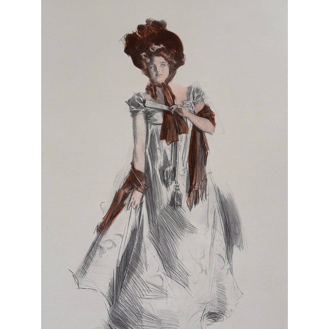 Illustration A Belle of the Olden Time by Howard Chandler Christy 1908 Chromolithograph For Sale - Image 3 of 7