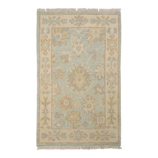 2010s Rug & Kilim’s Oushak Style Rug in Blue With Beige-Brown Floral Patterns For Sale