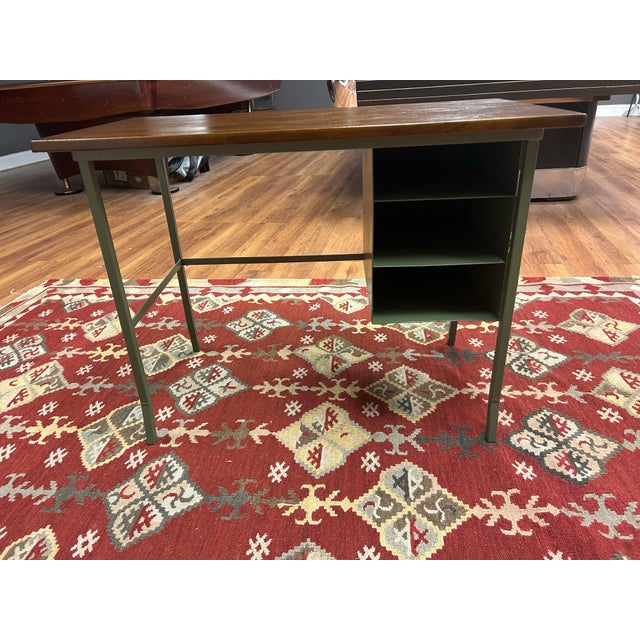 Olive Mid Century Modern Desk (With Chair Included) For Sale - Image 8 of 12