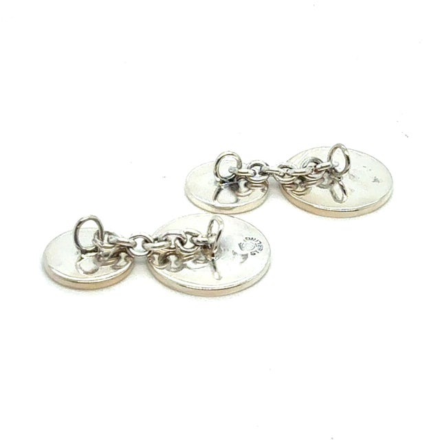 1990s Pair of Tiffany & Co Cufflinks Sterling Silver Estate For Sale In New York - Image 6 of 6