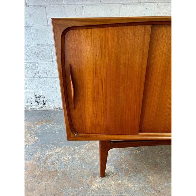 Chestnut Danish Teak Mid Century Modern Sideboard by Aerthoj Jensen & Tage Molholm C. 1960s 4 Sliding Doors, Atrributed For Sale - Image 8 of 10