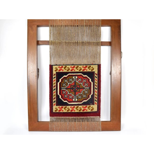 Antique Decorative Turkish Handmade Weaving Loom With Rug Wall Hanging Decor For Sale - Image 4 of 13