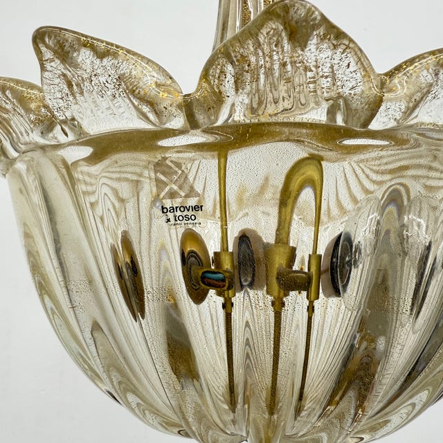 Murano Glass with Gilt Hanging Lamp from Barovier & Toso, 1970s For Sale - Image 17 of 18
