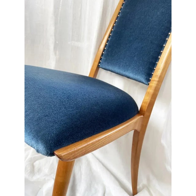 Mid-Century Dining Chairs in Turquoise Velvet attributed to E. M. Dettinger, Germany, 1950s, Set of 6 For Sale - Image 6 of 10