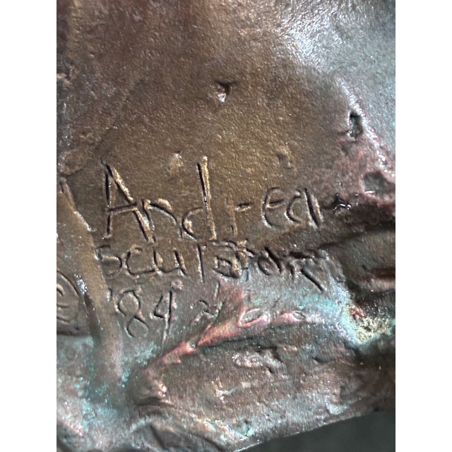 Copper 1980s Original Bronze Sculpture of a Girls Head, Marked “Andrea, Sculpted ‘84” For Sale - Image 8 of 9