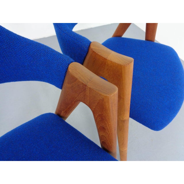 Set of Compass Chairs in Teak and Kvadrat Hallingdal 65 by Kai Kristiansen for Schou Andersen, 1960s For Sale - Image 15 of 17