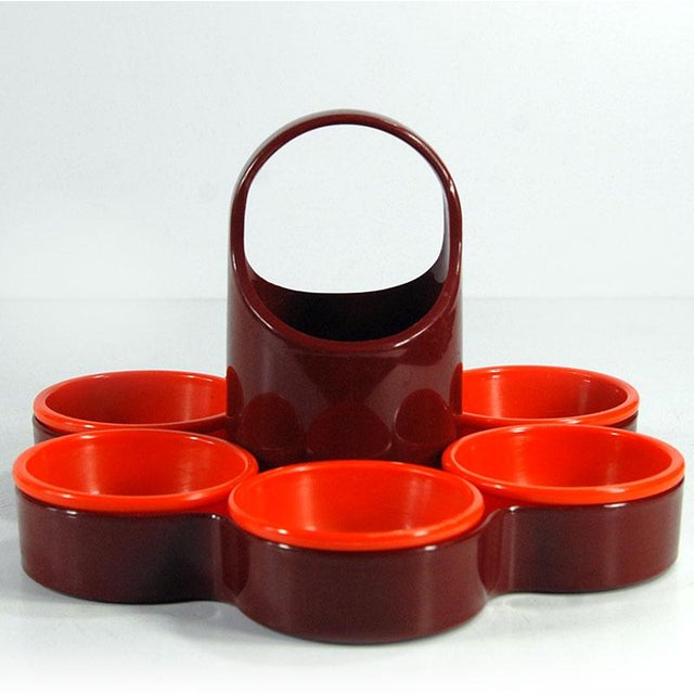 Space Age Plastic Set in Brown and Orange from Emsa, 1970s, Set of 7 For Sale - Image 4 of 10