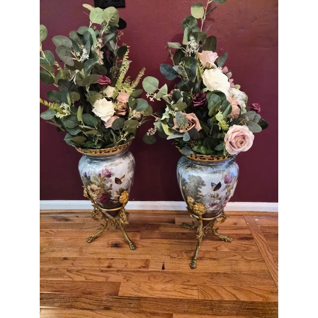 Rare Antique Pair of Louis XVI Style Sevres Porcelain Ormolu Mounted Jardinieres For Sale - Image 11 of 11