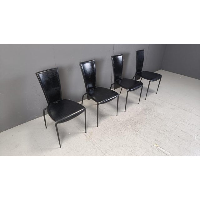 Postmodern Black Dining Chairs from Arper, Italy, 1980s, Set of 4 For Sale - Image 9 of 16