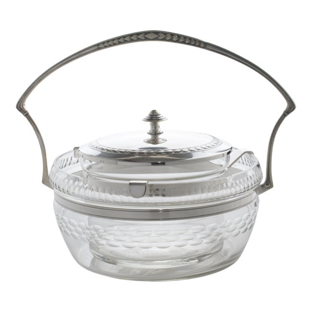 WMF Art Deco Crystal and Silver Plate Caviar Bowl Dish Chiller Server circa 1930 For Sale