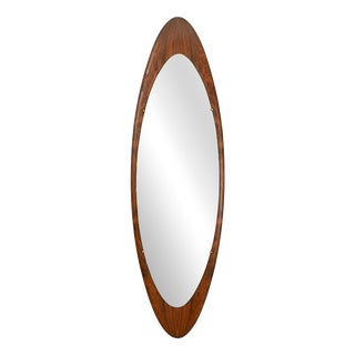 Vintage Italian Mirror in Rosewood and Brass by Osvaldo Borsani, 1950s For Sale