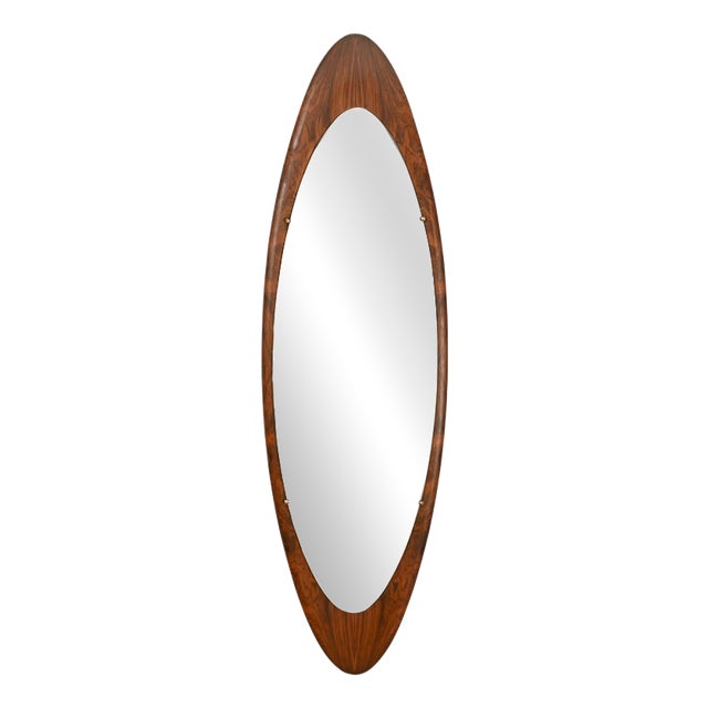 Vintage Italian Mirror in Rosewood and Brass by Osvaldo Borsani, 1950s For Sale