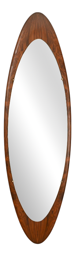 Vintage Italian Mirror in Rosewood and Brass by Osvaldo Borsani, 1950s