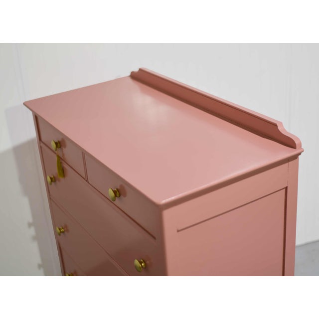 Pink Mid Century French Country Style Dresser in Pink - Newly Painted For Sale - Image 8 of 12