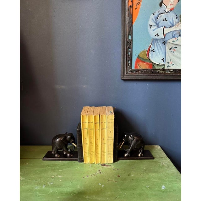 Rustic Vintage Ebony Elephant Bookends, 1950, Set of 2 For Sale - Image 3 of 11