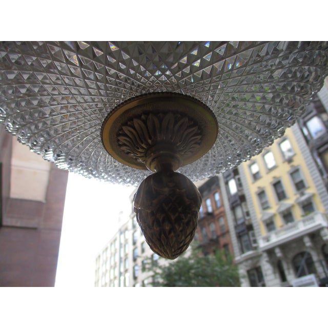 Late 20th Century Cut Crystal and Gilt Bronze Flush Mount Ceiling Light For Sale - Image 5 of 13