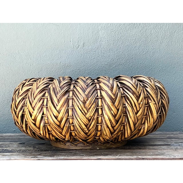 Camel Vintage Handcrafted Rattan Centerpiece For Sale - Image 8 of 13