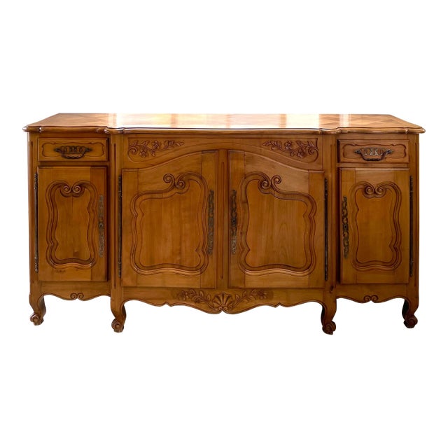 Early 20th Century Antique French Provincial Louis XV Style Fruit Wood Sideboard For Sale