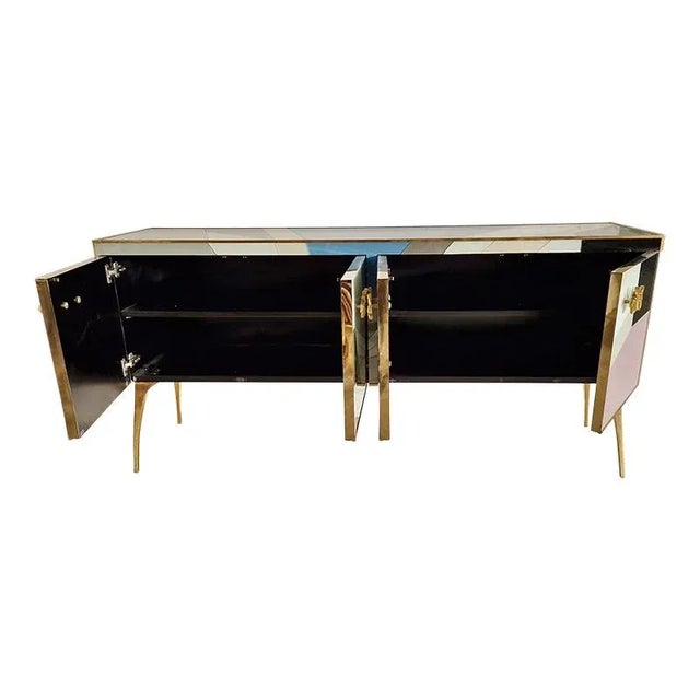 Metal Credenza with 4 Glass Doors, 1990s For Sale - Image 7 of 8