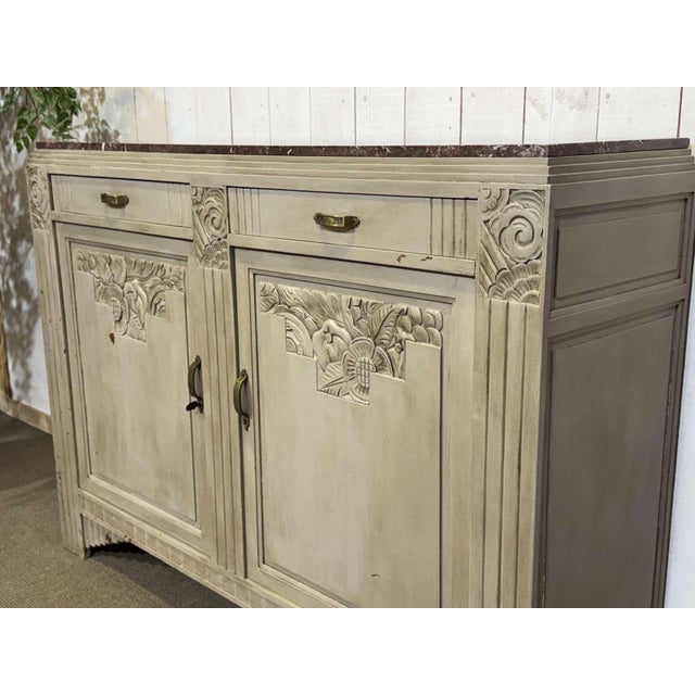 Art Deco Sideboard in Walnut, Oak and Marble Top For Sale - Image 18 of 18