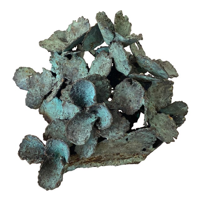Early 21st Century Bronze Artist Made Brutalist Style Oversized Flower Sculpture For Sale