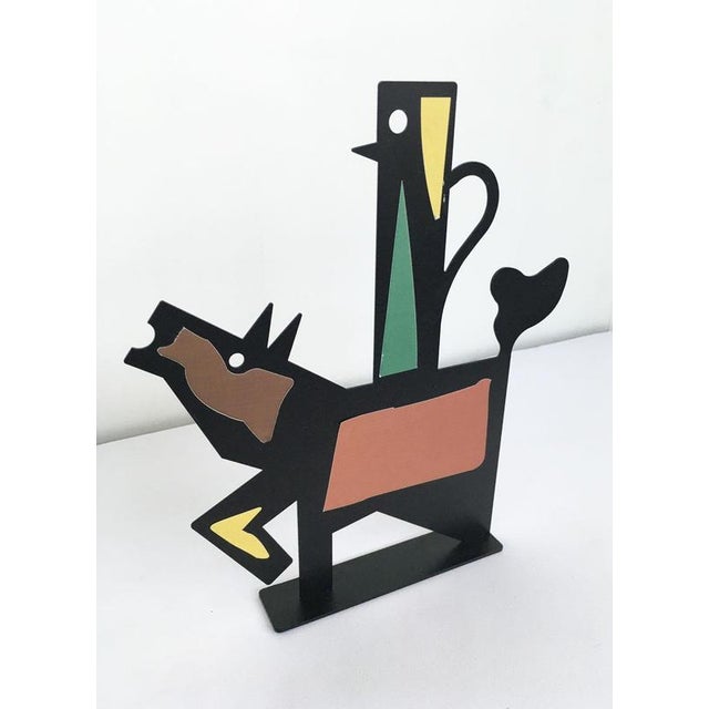 Italian Black Painted Metal Sculpture by Riccardo Dalisi, 1980 For Sale - Image 6 of 14